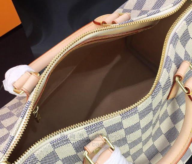 LV女包 N41374 路易威登Speedy 25手袋 LV手提袋 LV手腕包 Damier Azur帆布包 LV肩背包  ydh3026